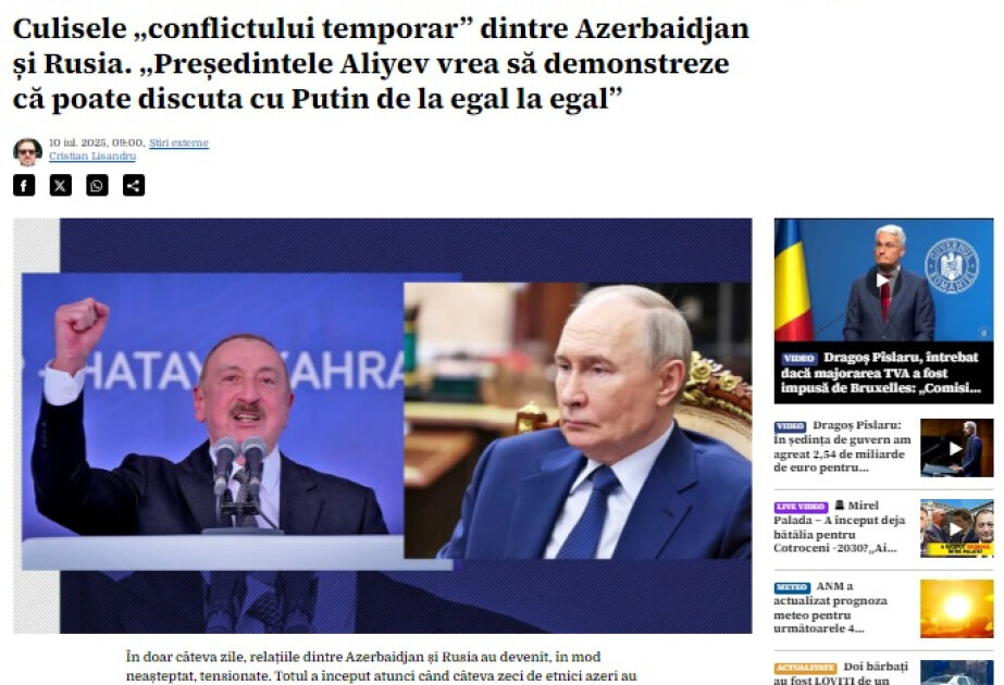Romanian political analyst: Azerbaijan is not just an actor in the South Caucasus, but a country that dictates the rules of the game