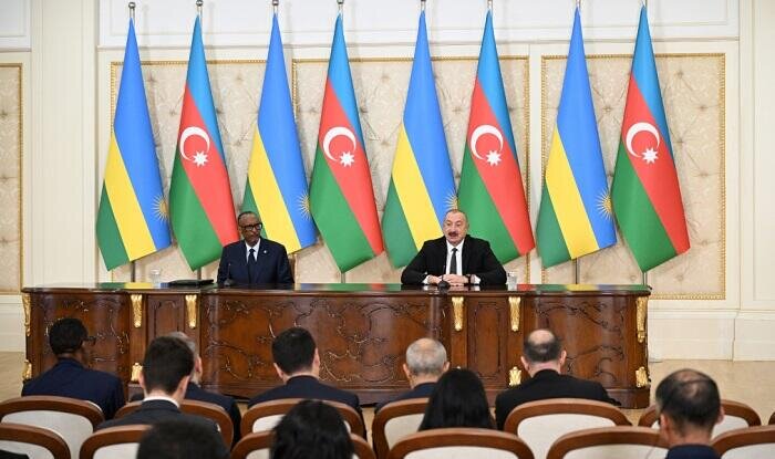 Azerbaijan and Rwanda presidents make statements to press - Photo
